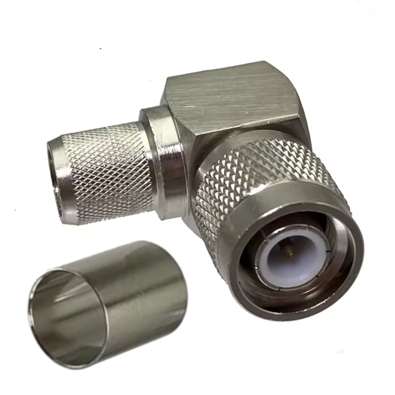 Złącze wtyk TNC KĄTOWY na kabel LMR300 zaciskane