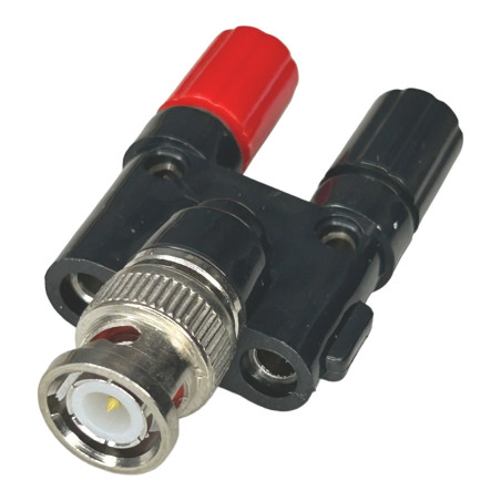 Adapter POMIAROWY BNC wtyk / 2*gniazdo BANAN 